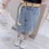 Cô gái mùa hè Quần denim trẻ em Quần cà rốt lỏng lẻo 2020 Cô gái mùa hè Xu hướng quần cắt kiểu Hàn Quốc - Quần jean