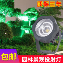 Projection light COB round tree-shooting 30W ground lawn lamp green spotlight outdoor waterproof garden landscape tree light