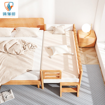Splice big bed widened adult crib solid wood with guardrail childrens bed artifact Beech wooden bed splicing extra bed