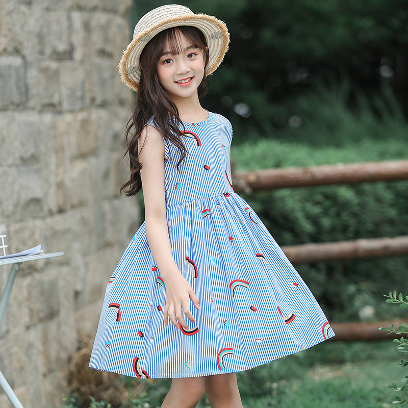 Girls dress summer 2020 new mid-sized childrens skirt summer thin style summer princess dress Korean version