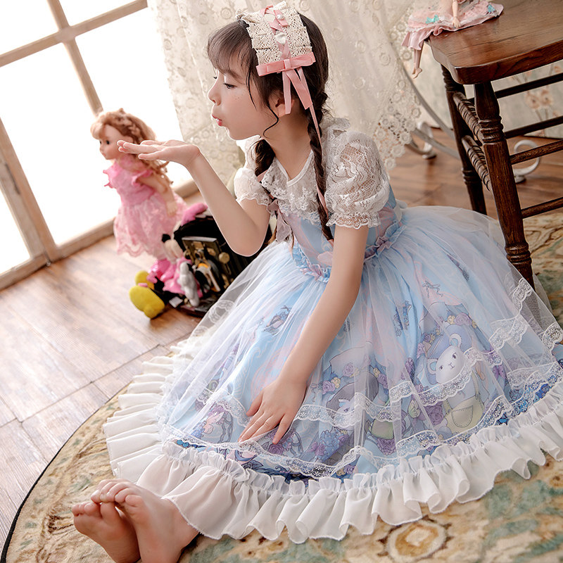 Original Lolita girls Lolita Japanese princess dress Lolita little girl children puff yarn summer dress