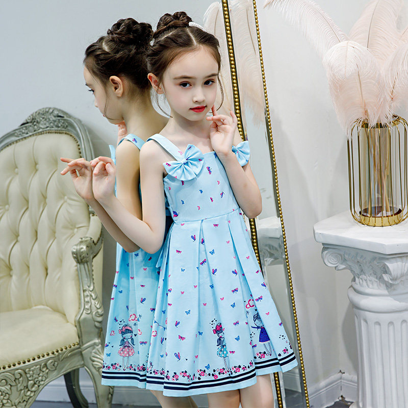 2020 Childrens skirt summer western style thin models Childrens clothing Girls summer dress Summer breathable short sleeve sundress