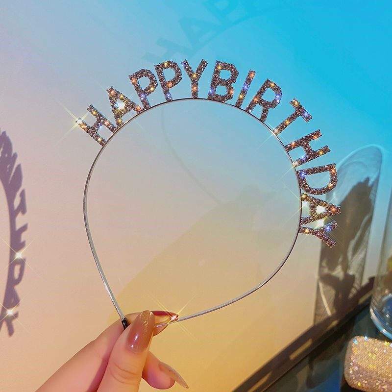 Happy Birthday headband HappyBirthday flash drill letter headband adult funny party party hair accessories female