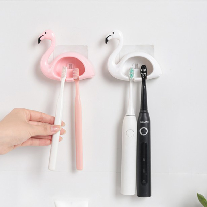 Fire And Bird Lovers Toothbrush Rack Suction Cup Style Cartoon Cute Toothbrush Hang Makeup Room Home Two Toothbrushes Shelf