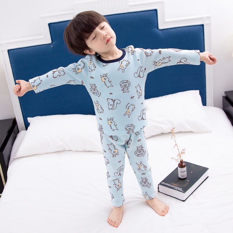 Bộ đồ lót trẻ em nhiệt cộng với nhung dày bé trai và bé gái mùa thu quần dài quần bé gái đồ ngủ trẻ em đồ lót mùa đông - Quần áo lót đồ bộ cho bé gái