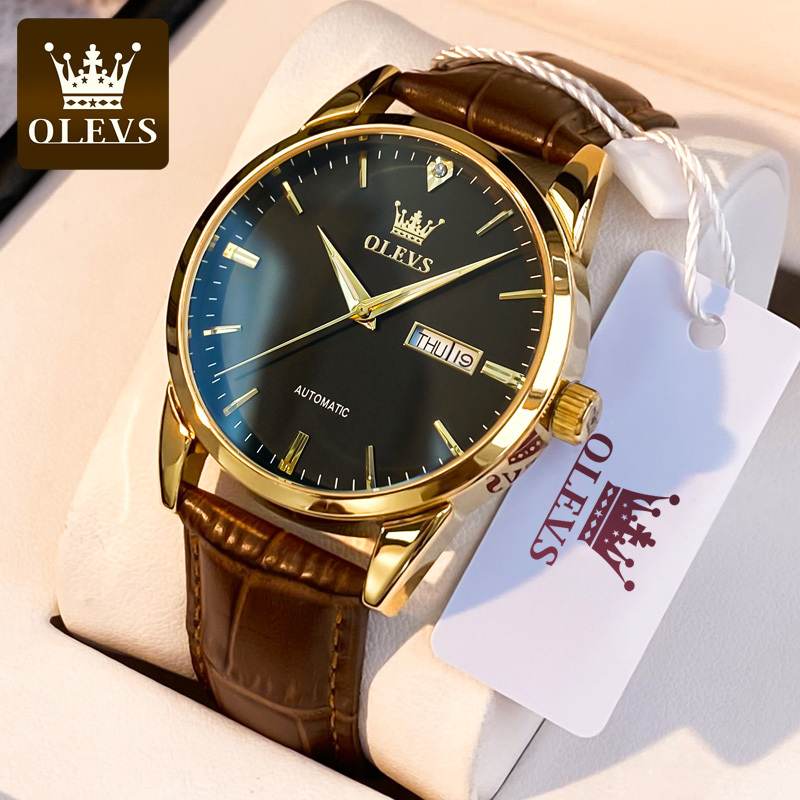 Swiss Official Flagship Genuine Rolex Watch Men's Fully Automatic Mechanical Watch Waterproof Luminous Leather Business Watch