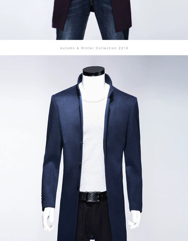 Nhà máy trực tiếp áo len len Hongwei Gran trung niên áo gió cashmere đầy đủ tóc dài áo khoác nam - Áo len áo măng tô nam