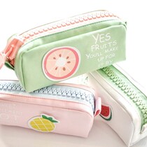 Korean cute canvas pencil bag simple small fresh stationery box elementary school students high school students girls Japanese and Korean version creative