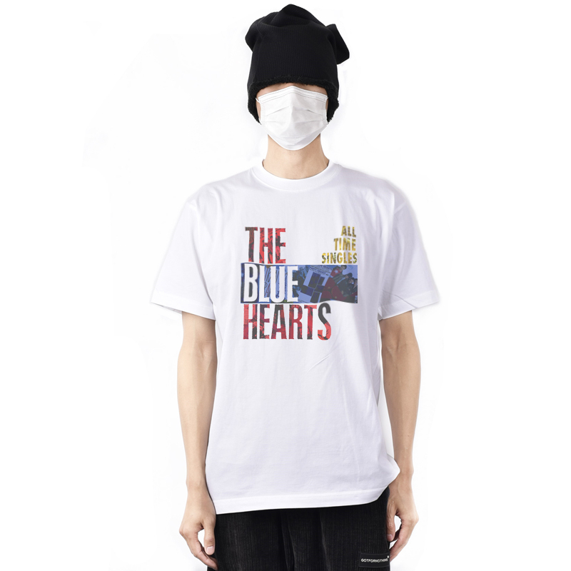 Digital Direct Spray the Blue Hearts Band Blue Heart Printed Cotton T-Shirt Short-Sleeved Loose Heavy Rock