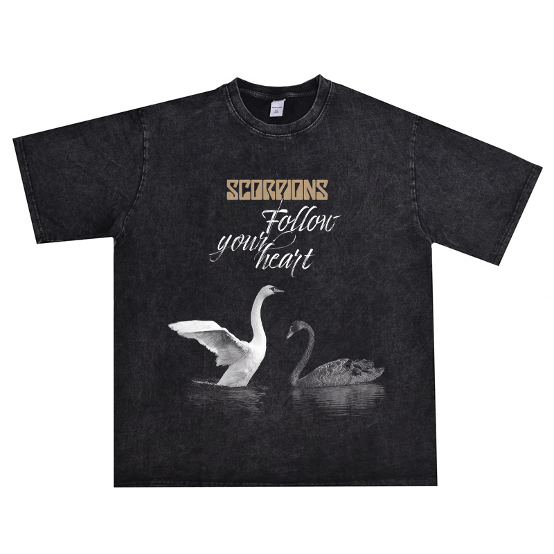 New Direct-Print Rock Band Scorpions Album Heavy-Duty Short-Sleeve T-Shirt, Loose American-Style Hip-Hop