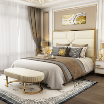 Post-modern simple light luxury leather bed 1 5 meters 1 8 meters ins Wind double wedding bed master bedroom with storage high box bed