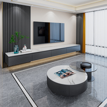 Wall-mounted suspended rock plate TV cabinet tea table combined modern minimalist mesh red living room small family type hanging wall cabinet