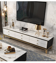 Post-modern living room light luxury marble TV cabinet coffee table combination simple small apartment black and white storage cabinet