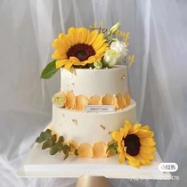 Bake cake decoration INS Wind Sunflower girl Card Spring Sunshine flower girl birthday plug-in dress up
