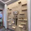 Customized solid wood hole board entry entrance r wall wooden shelves children's room wall entrance kitchen storage