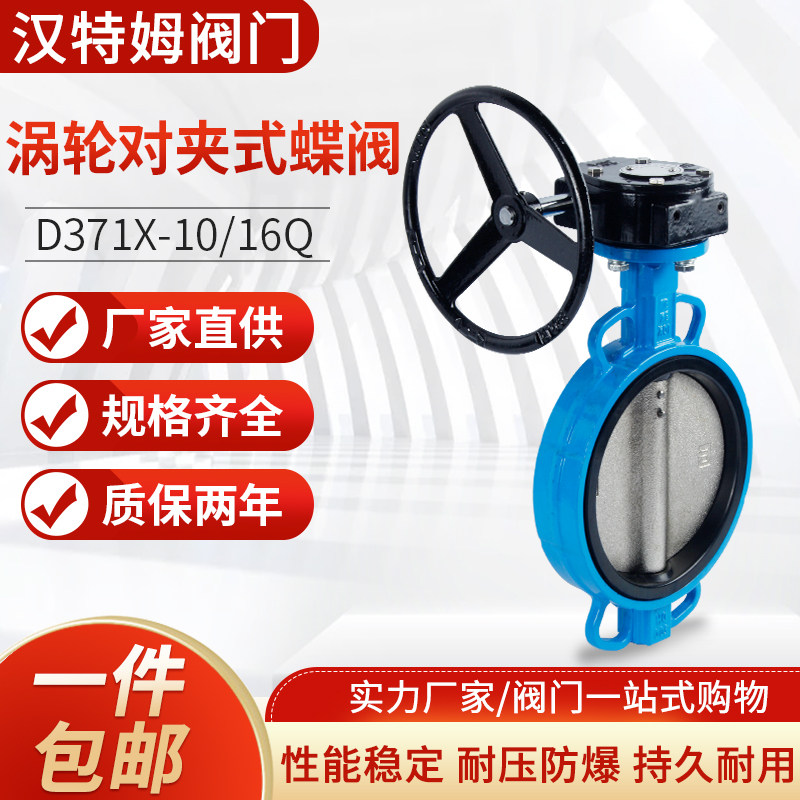 D371X-10 16Q Turbo Manual Clamp Flange Butterfly Valve 304 Stainless Steel Ductile Valve Plate DN 50 65