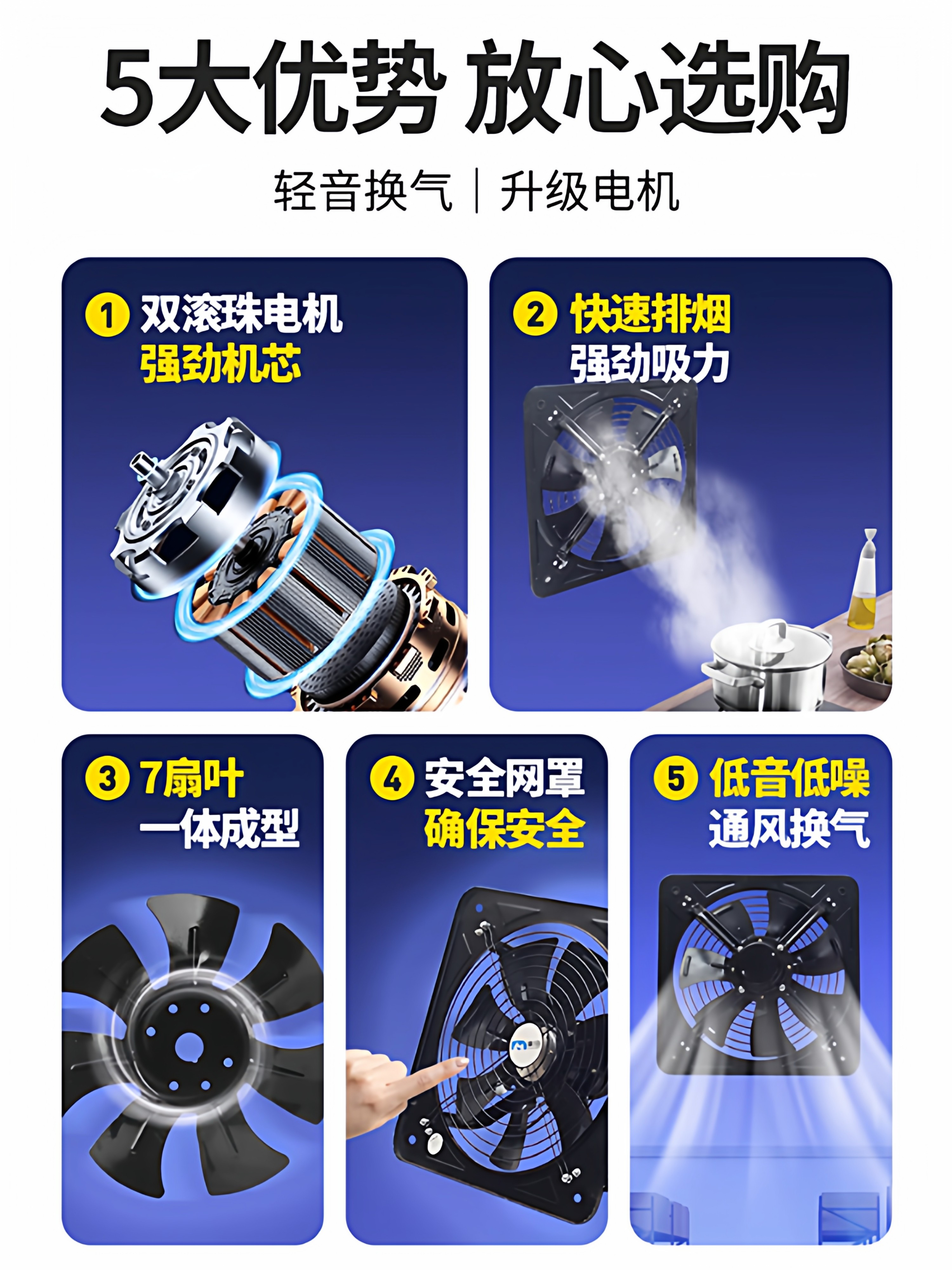 No-Drill Exhaust Fan for Windows, Kitchen Household Exhaust Fan, No-Punch Ventilation Fan, Powerful Extractor Fan for Oil Fumes