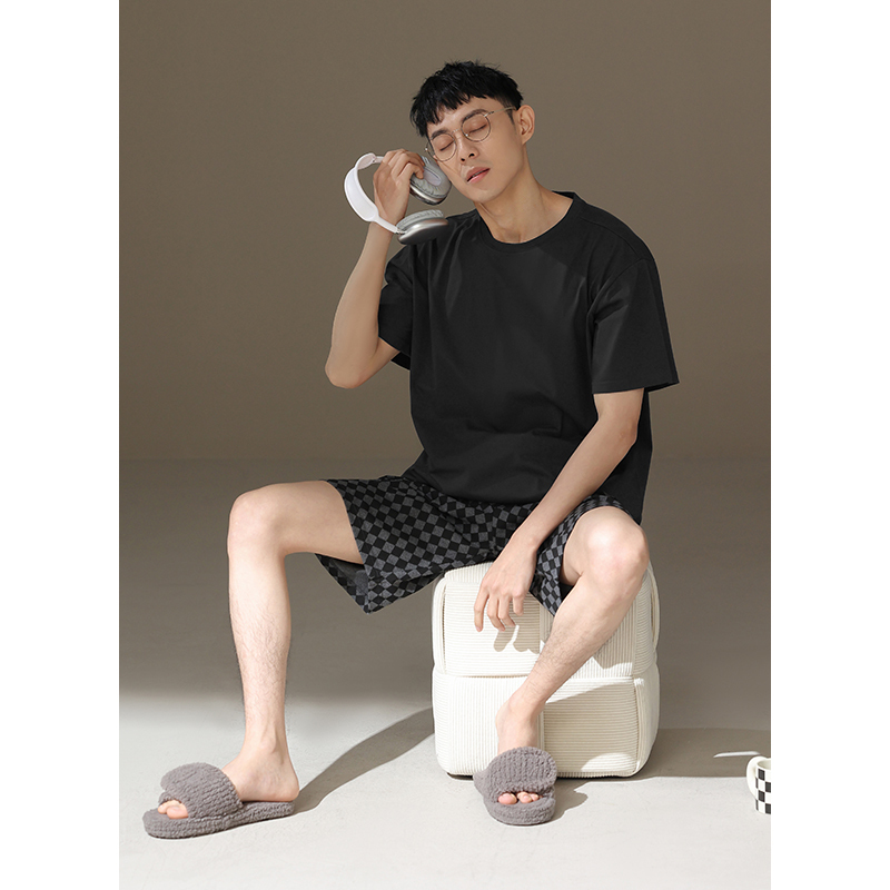 Men's Pajamas Summer Pure Cotton Short-Sleeved Shorts Set 2026 New Casual Round Neck Loose Youth Home Wear