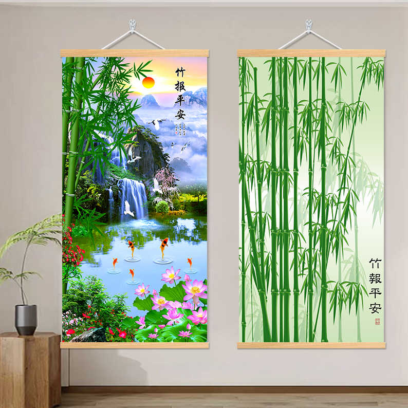 美術品・アンティーク・コレクション 竹林風景 掛軸 扇形