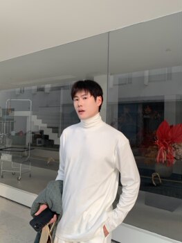 Hope Shop Autumn and Winter Korean Style High-Neck Long-Sleeve Solid Color Simple Base Shirt for Men Versatile Loose Turtleneck T-Shirt