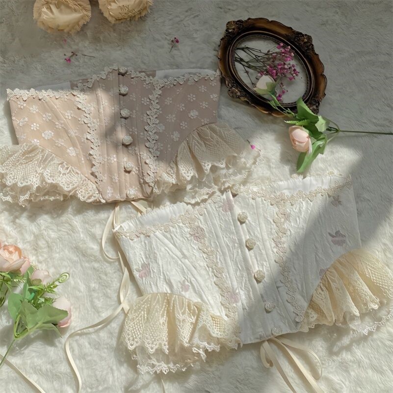 Retro waist seal fish bones 2023 new 100 lap waist seal Lolita dress with a slim temperament print delicacy-Taobao