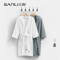 Sanli pure cotton towel material Bathrobe Mens water absorption quick-drying bathrobe Womens long cotton sweat steaming suit