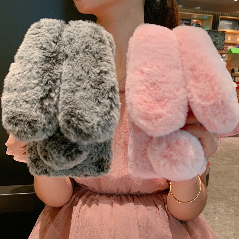 毛绒手机壳苹果11promax女iphone7可爱8plus网红x全包xsmax兔子