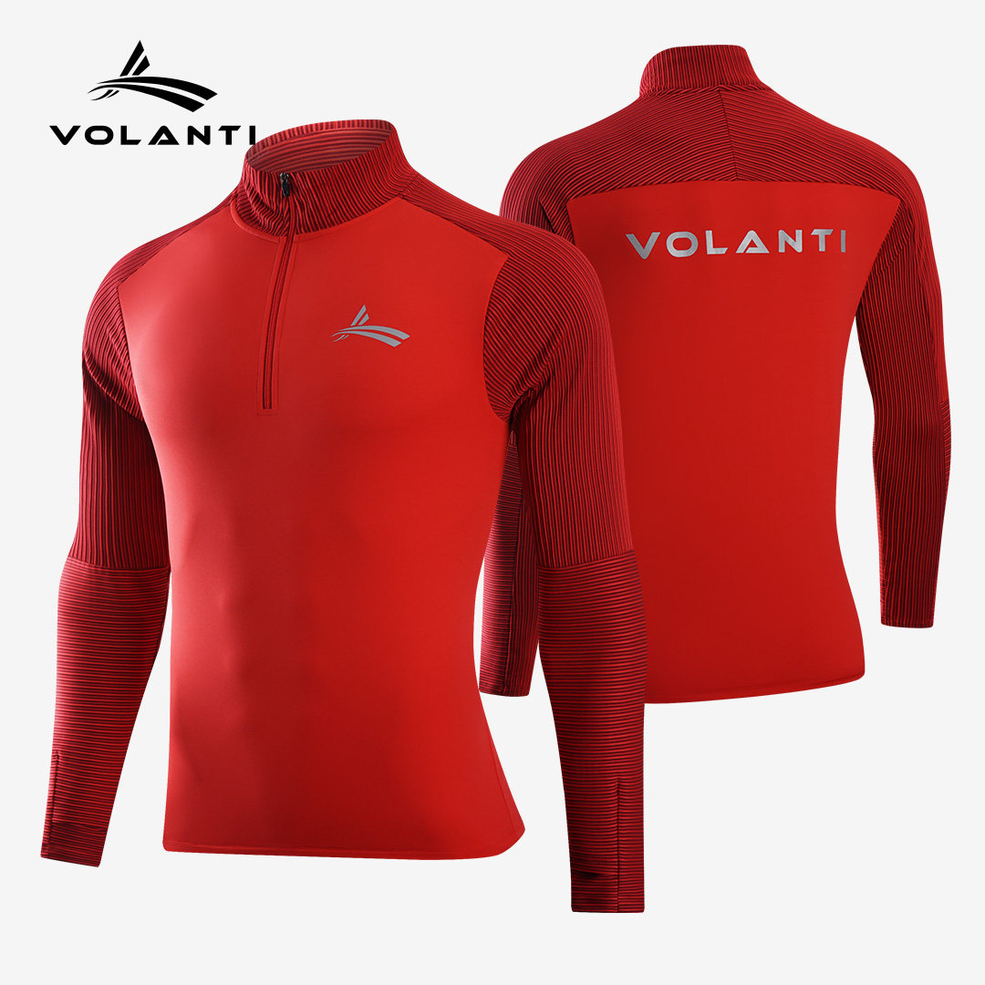 Warandi running sports long sleeve T-shirt warm windproof stand-up collar semi-zip track and field training outdoor fitness autumn-Taobao