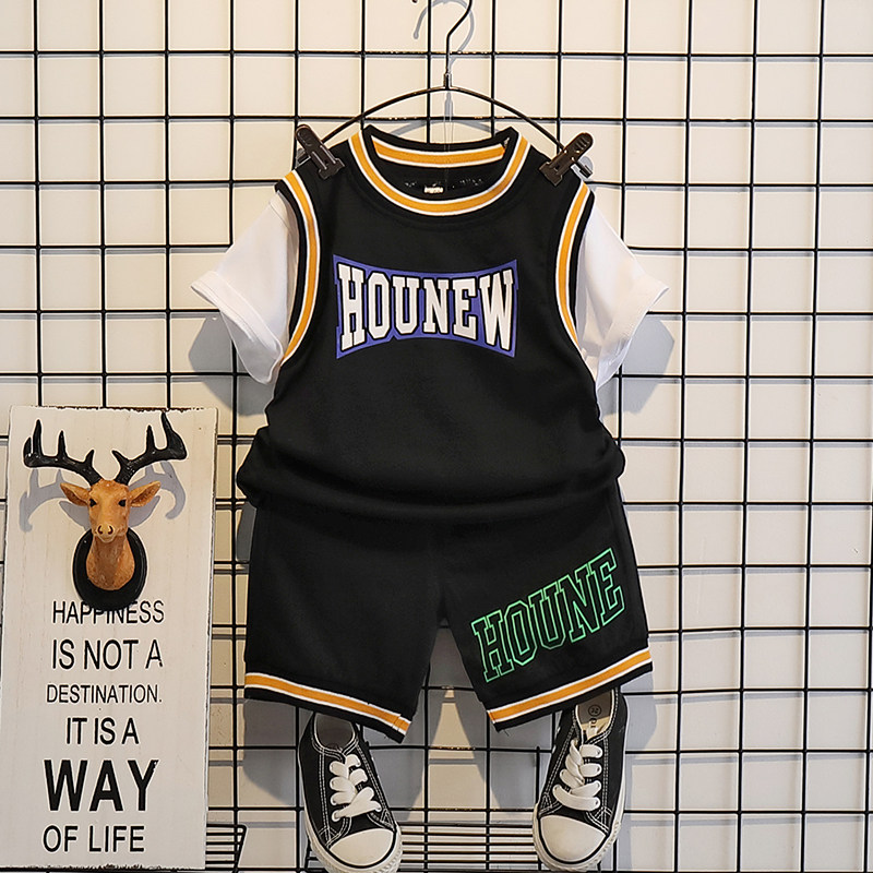 Boy Summer Clothing Suit Children Short Sleeves Pure Cotton Jersey Kids Summer Baseball Clothes Baby Summer Sports Basketball Clothes