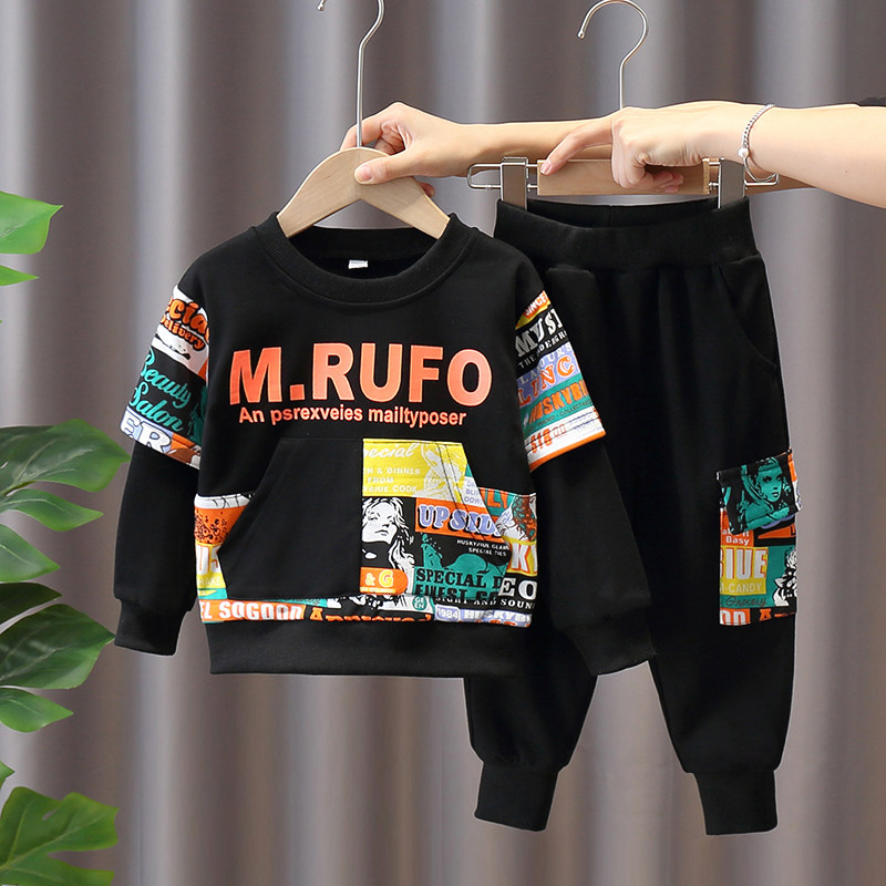 Children's spring autumn suit 2021 new boy trends Spring loaded with baby boy clothes baby handsome spring boy clothes