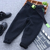 Boy Pants Autumn Winter Clothing 2022 New CUHK Scout thickened Jeans Children Old Daddy Pants Boy Long Pants
