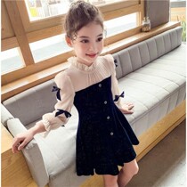 Girls dress for dress and autumn clothing 2022 new children Korean version of the Korean Air France style velvet princess nepotism red girl dress