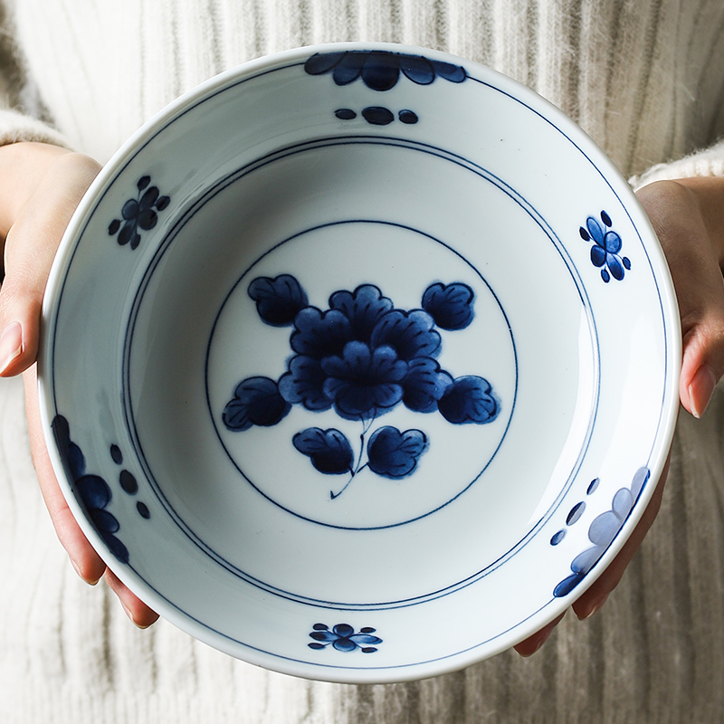 The fawn field'm Japanese imports of ceramic tableware blue winds # 21 cm deep dish plate of Japanese and wind soup plate