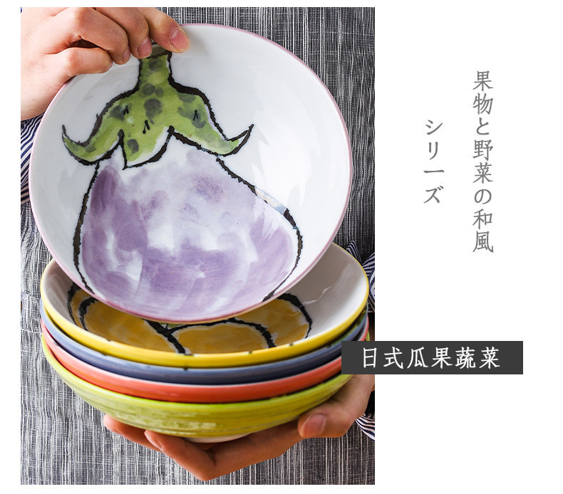 小鹿田烧日本进口陶瓷餐具日式深盘蔬菜瓜果盘子碗家用菜盘瓷 景德镇名瓷在线