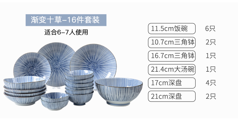 The fawn field'm Japanese imports of ceramic tableware gradient ten grass 2 people eat dishes suit Japanese bowl plate tableware