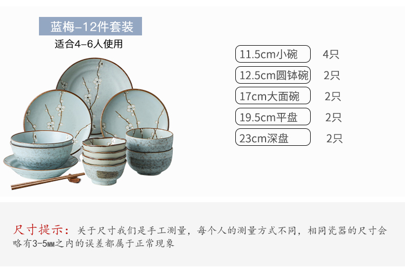 Blueberries 2 bowl dish suits for Japanese food imported from Japan ceramics tableware household bowl dish dish suits for lovers