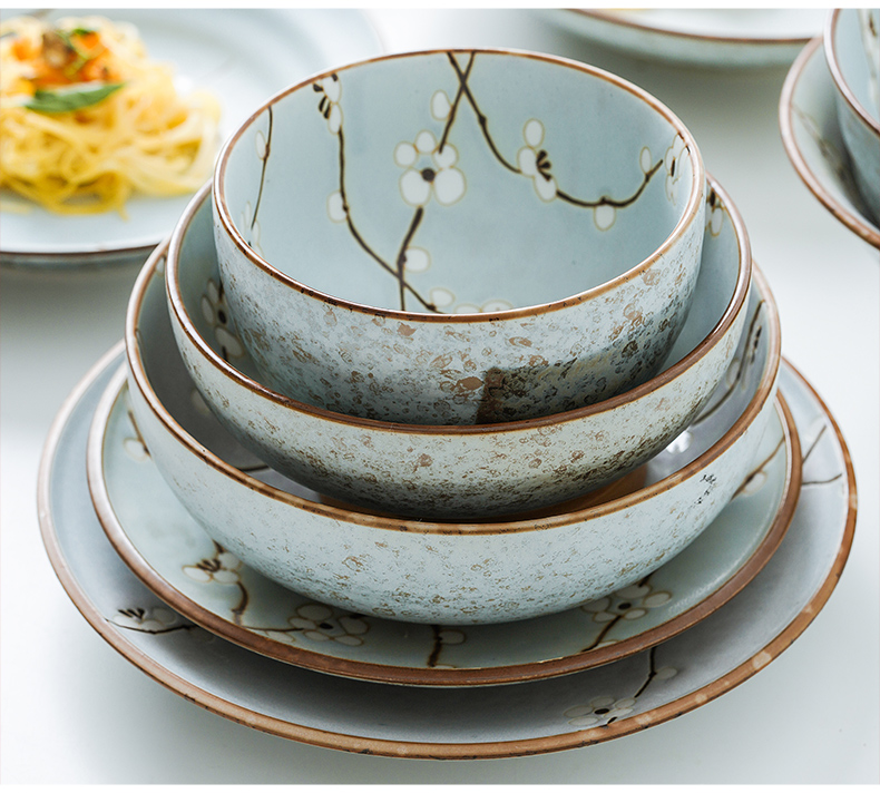 Blueberries 2 bowl dish suits for Japanese food imported from Japan ceramics tableware household bowl dish dish suits for lovers