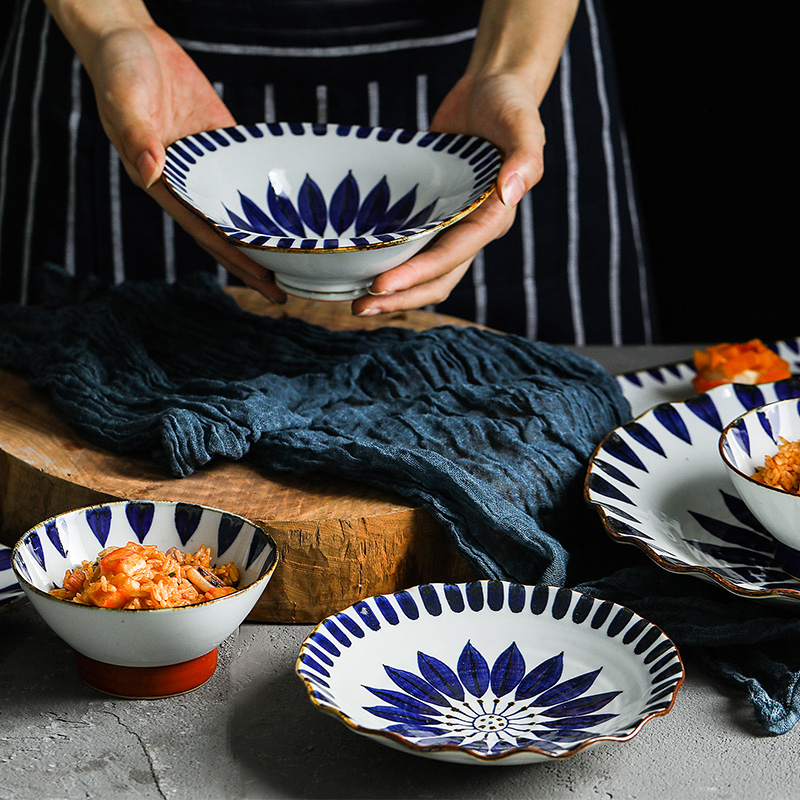 The fawn field'm Japanese imports of ceramic tableware manual jobs plates Japanese fish dish xiang fang sunflower geranium