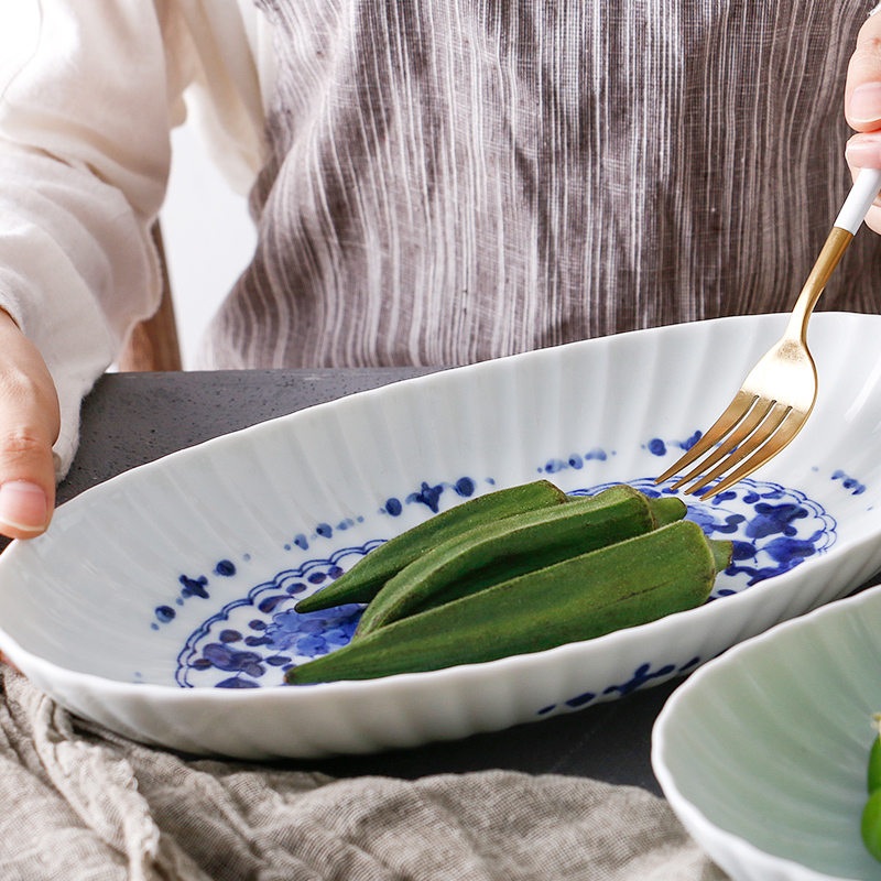 The fawn field'm ceramic tableware imported from Japan Japanese fish plate long plate creative Japanese home plate of Japanese and wind