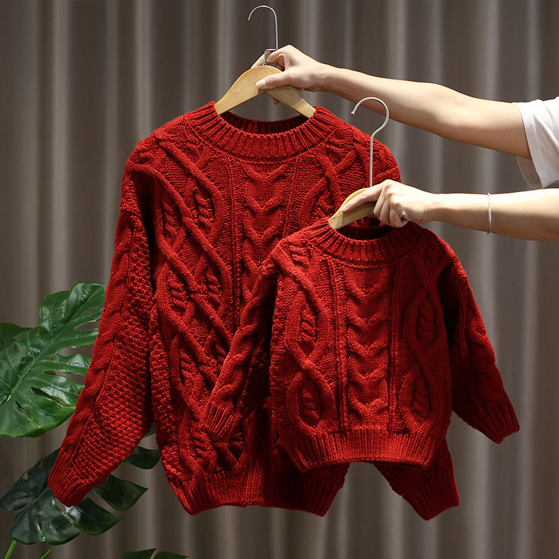 Pro-sub-dress sweaters male and female childlike weaters 2020 new family of three-mouthed whole family with mother and daughter