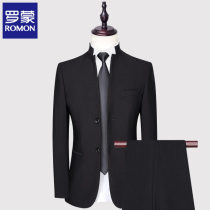 Romon groom suit suit stand collar slim business formal dress casual suit wedding dress best man suit two-piece suit