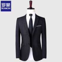 Romon casual suit jacket men Korean version of slim trend handsome single West men dress Plaid small suit jacket
