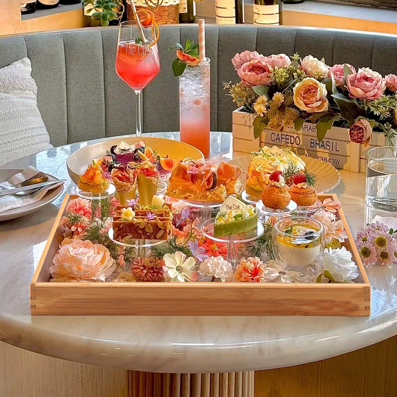 High-End Hotel Pastoral Style Afternoon Tea Creative Display Plate French Dessert Pastry Combination Tray Artistic Presentation Plate