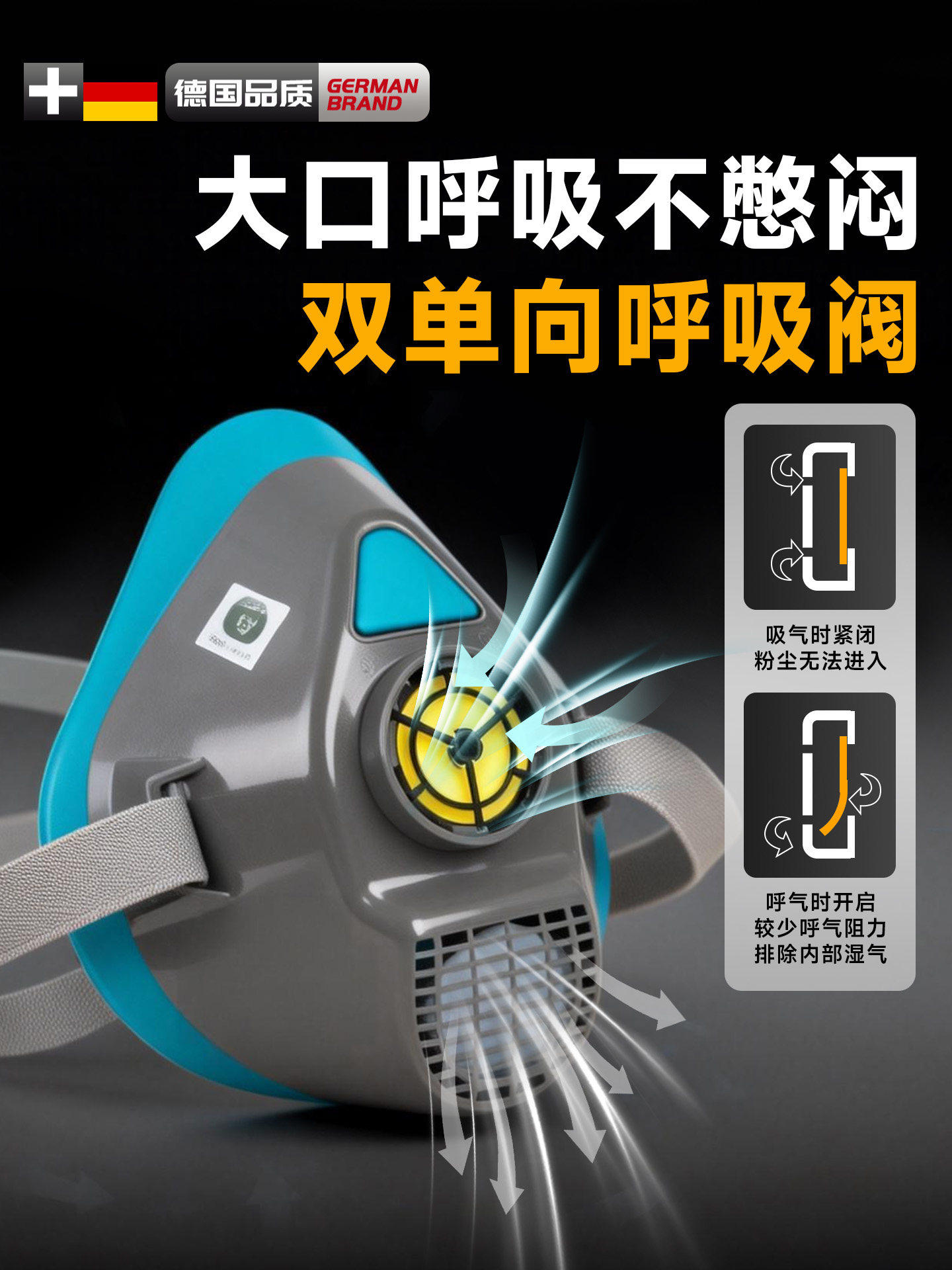 German Anti-Dust Mask for Severe Dust Exposure, Industrial Anti-Dust Mask, Genuine Product, Easy Breathing Dust Protection Mask