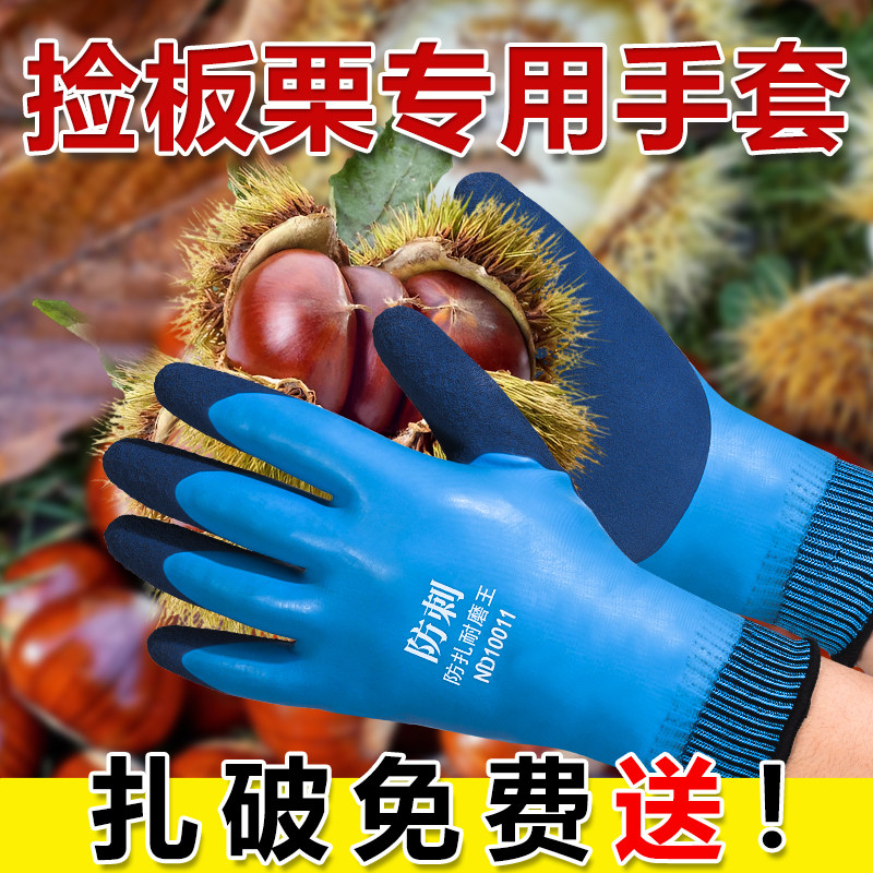 剥板栗手套防刺防扎摘花椒剥榴莲板栗核桃园艺种月季防水防割