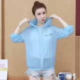 Короткая летняя одежда для защиты от солнца, лонгслив с капюшоном, куртка, в корейском стиле, оверсайз