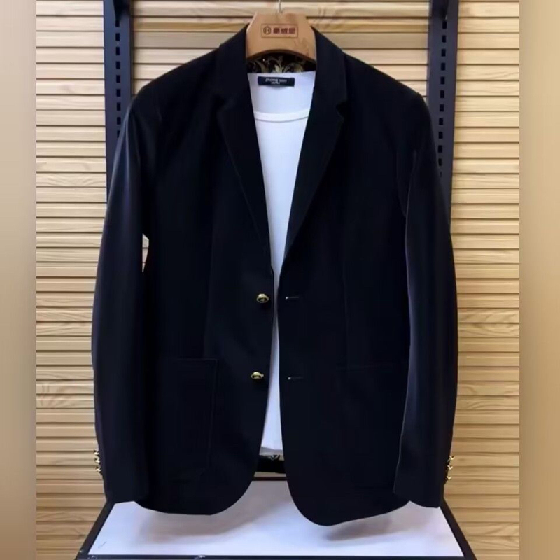 2025 Spring New Men's Velvet Fabric Suit Slim Fit Jacket Trendy Fashion Simple Business Versatile Handsome