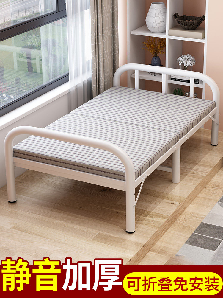 Stainless steel folding bed man steel wire bed can be folded 2 meters long 90cm wide iron art 80 household adults strong and durable