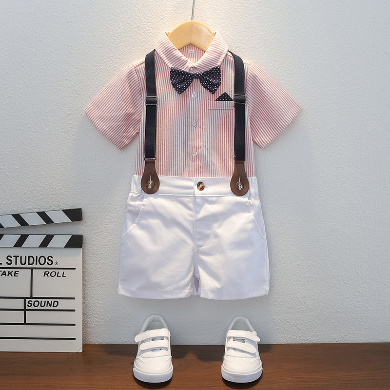 Boy gown male baby Summer clothing suit Little Western-style children's wedding birthday Birthday Handsome for Spring and Autumn Performance Out of the Year