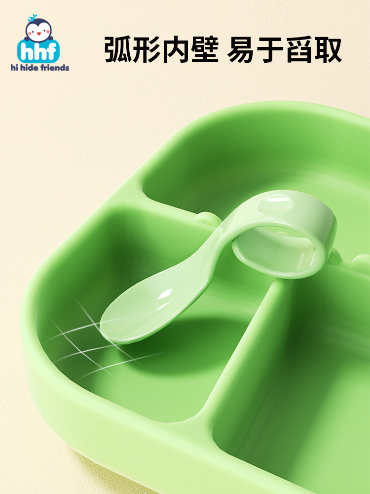 Baby Plate with Suction Cup, Divided into Sections for Independent Eating, Cute Dinosaur Children's Tableware, All-In-One Special Design